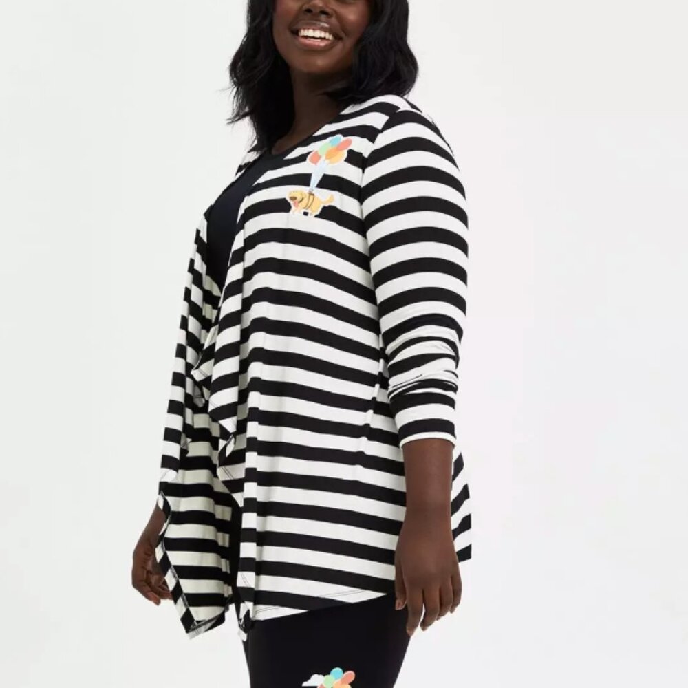 Torrid Disney Pixar UP! Doug Striped Open Front T-Shirt Cardigan